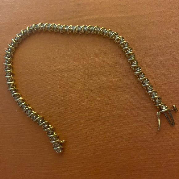 14K Yellow genuine Gold with 3ct TW Diamond Tennis Bracelet 7.7 inch length - Picture 11 of 11